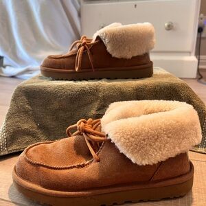 Brown Suede Shearling UGG Ankle Boots